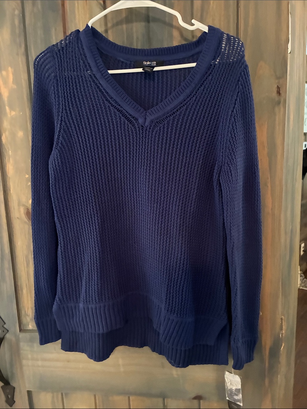 Style & Co. Deep Blue V-Neck Knit Sweater